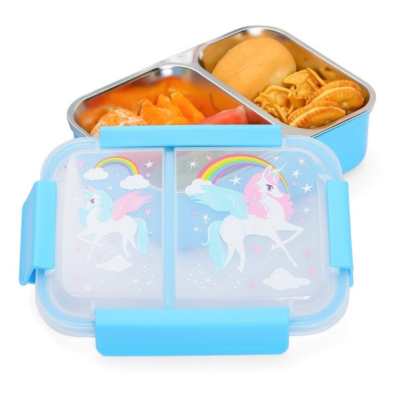 Eazy Kids  Steel Bento Lunch Box for Girls - Blue